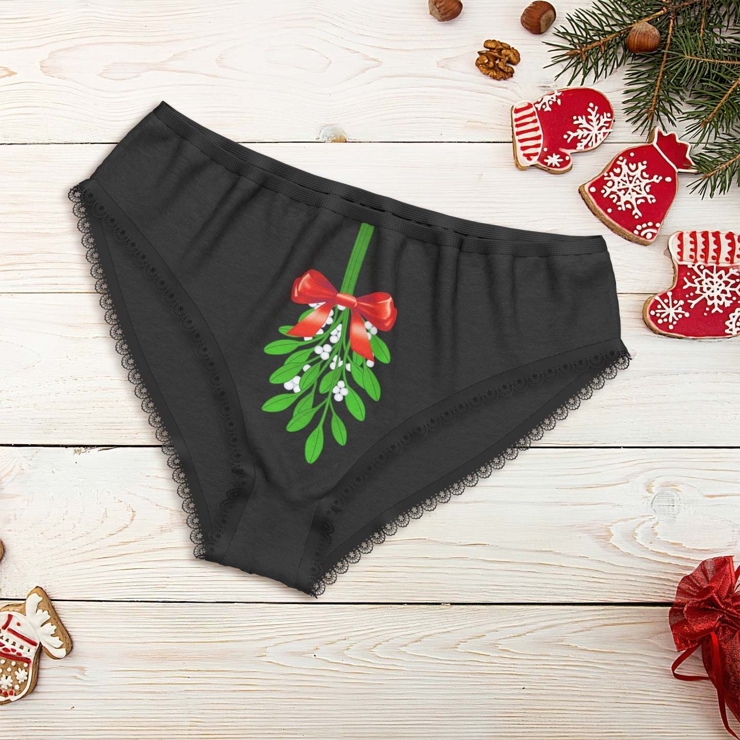 Christmas Gift Women's Panties Underwear Mistletoe Funny Christmas Gifts For Girlfriend - soufeeluk