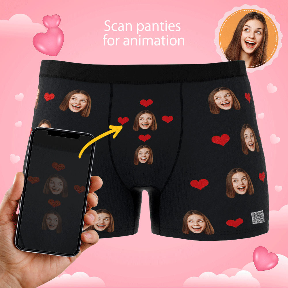 Custom  Photo Boxer Men's,Heart Face Underwear - Men