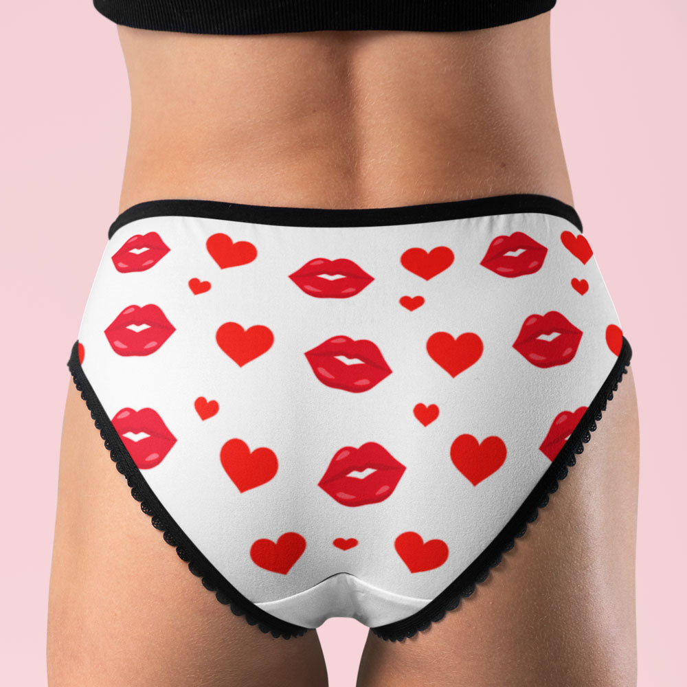 Custom Face Lips and Heart Underwear for Her Personalised Thongs Valentine Gift - soufeeluk