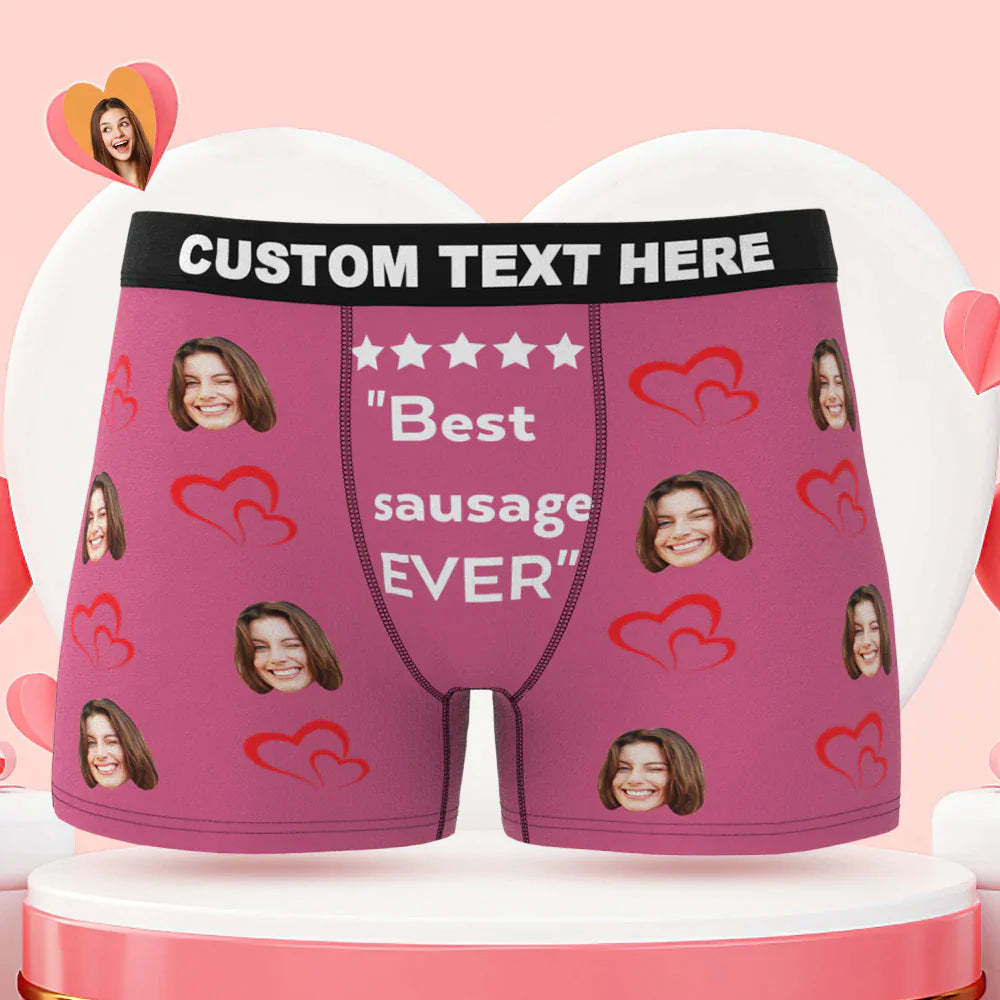 Custom Men's Face Boxer Briefs Best Sausage Ever Personalised Funny Valentine's Day Gift for Him - soufeeluk