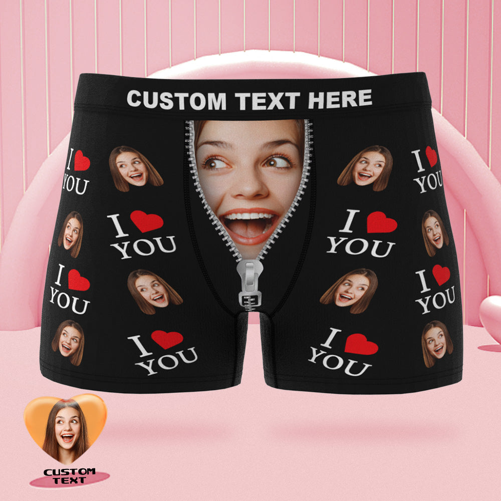 Custom Face Boxer Briefs I Love You Personalised Naughty Valentine's Day Gift for Him - soufeeluk