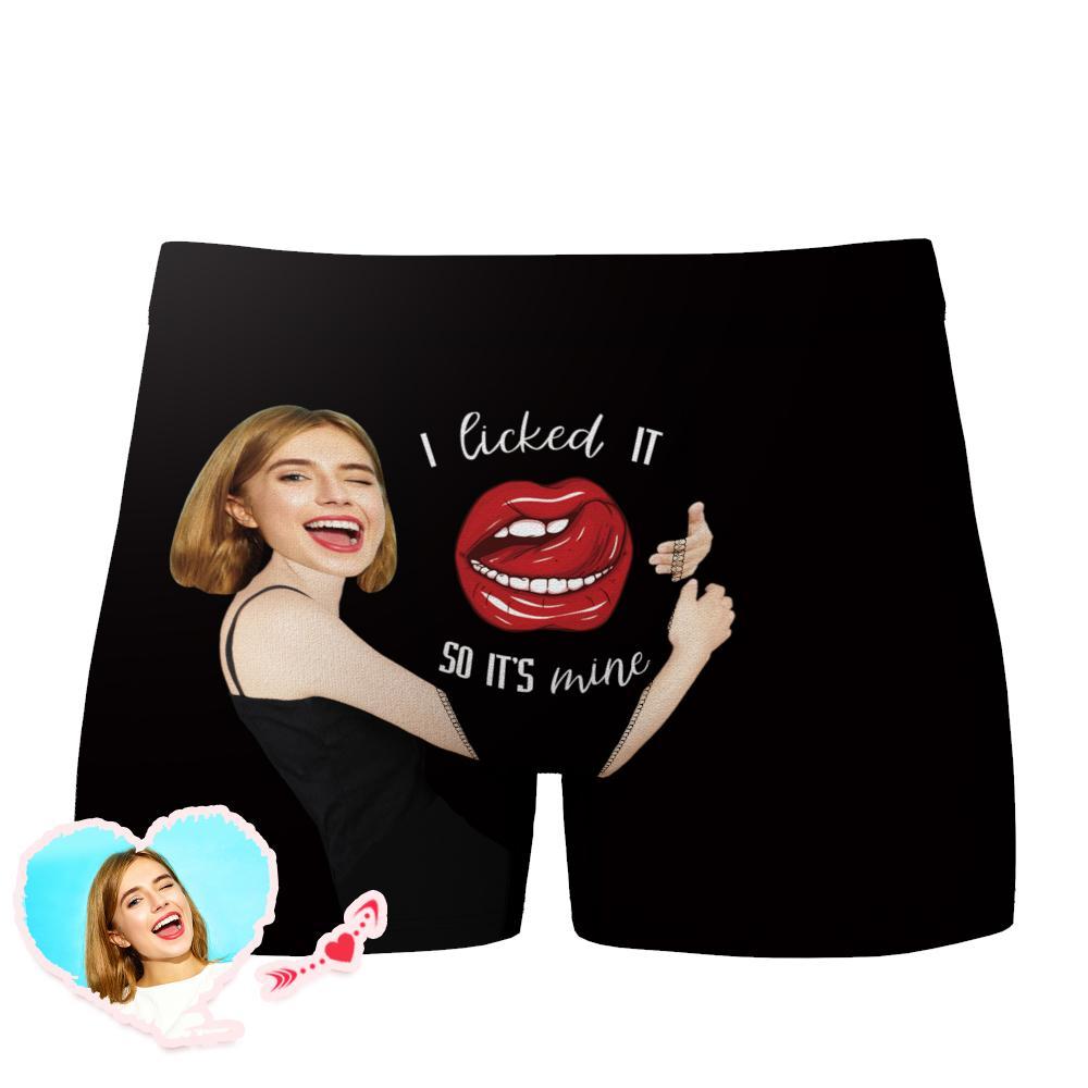 Custom Photo Boxer Girlfriend's Face Licked It Funny Style - Men's