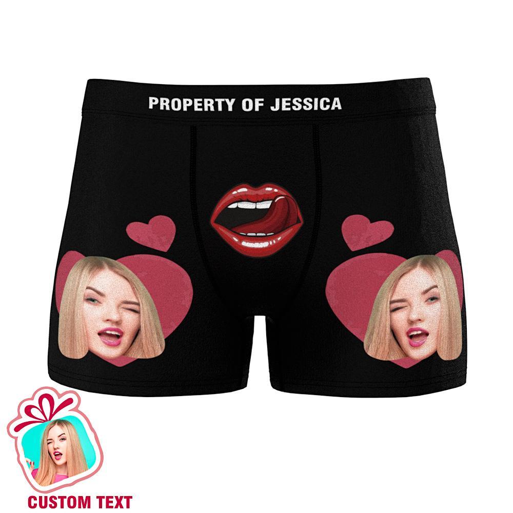 Custom Face & Name Lip Love Men's Boxer Gift For Lover