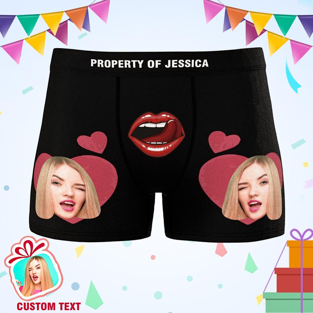 Custom Face & Name Lip Love Men's Boxer Gift For Lover