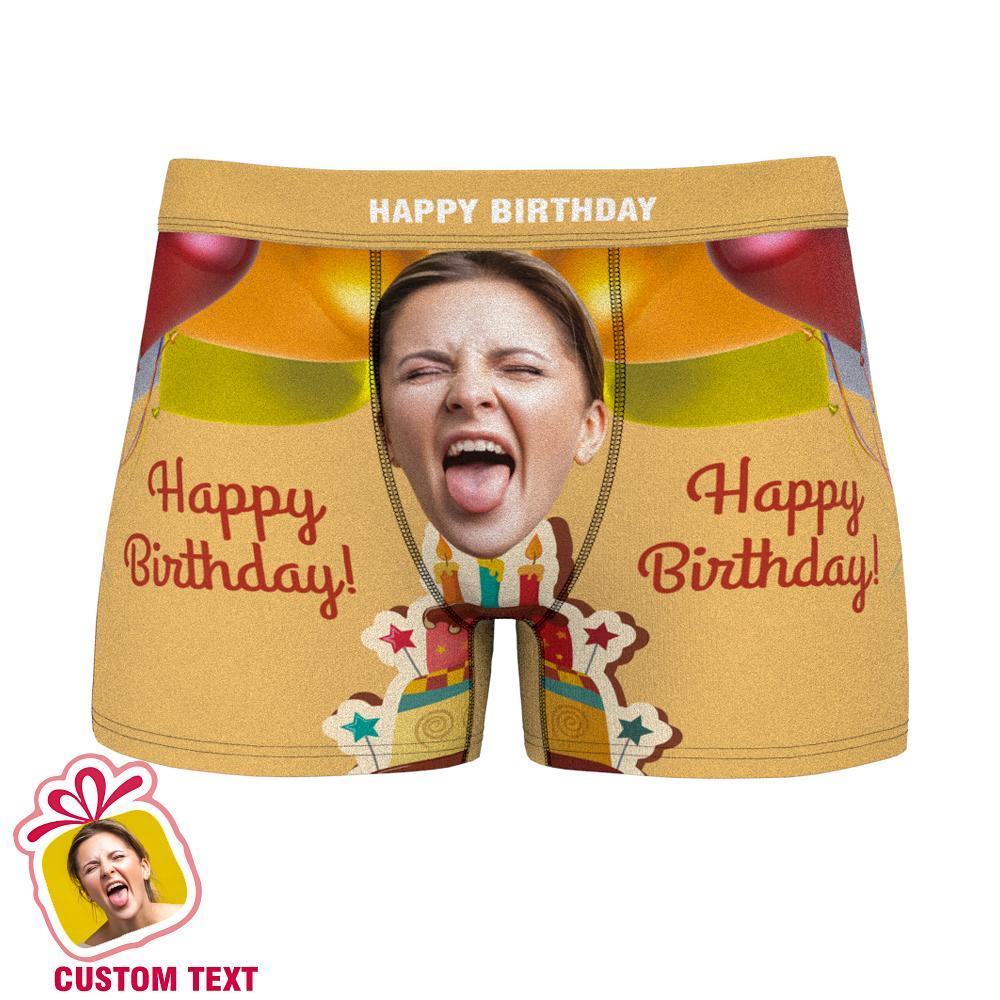 Custom Photo Underwear Face & Name Men's Boxer Birthday Gift