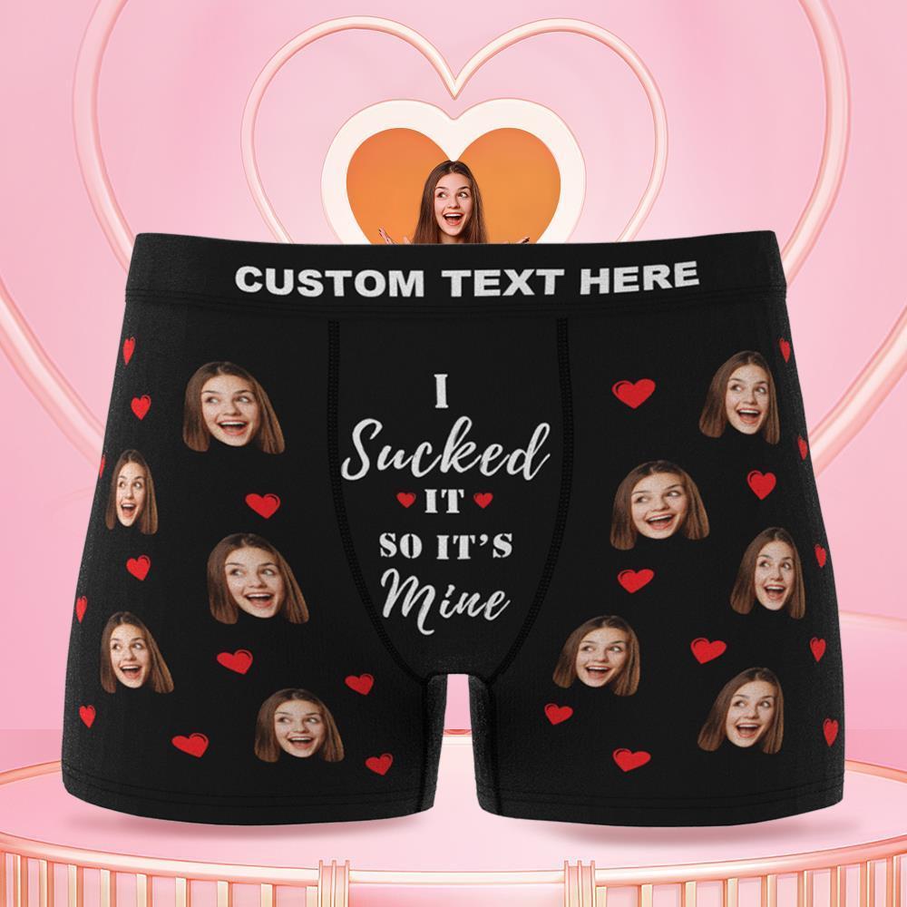 Personalised Funny Face Custom Waistband Text Boxer Gift For Men-it's Mine AR View - soufeeluk