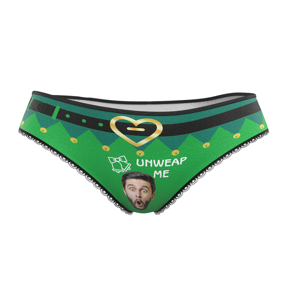 Custom Face Christmas Underwear, Funny Unweap me Underwear, Best Christmas Gift For Girfriend