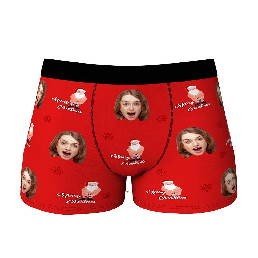 Custom Face Christmas Boxer, Funny Christmas Santa Claus Boxer, Best Christmas Gift For Boyfriend