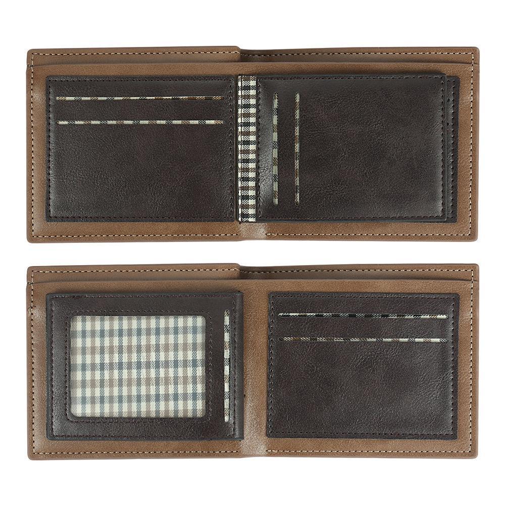 Custom Photo Engraved Wallet Short Style Bifold - Brown Leather