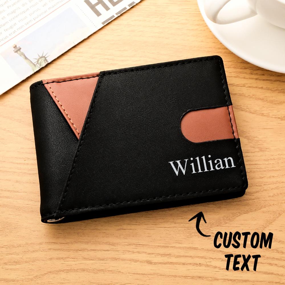 Custom Engraved Wallet Simple Leather Money Clip Men's Gifts - soufeeluk