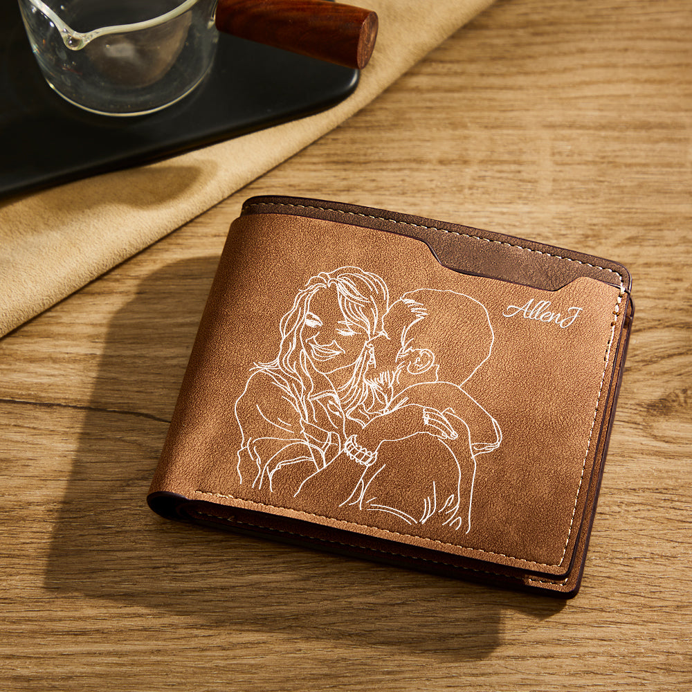 Custom Photo Line Wallet Engraved Wallet with Your Text - soufeeluk