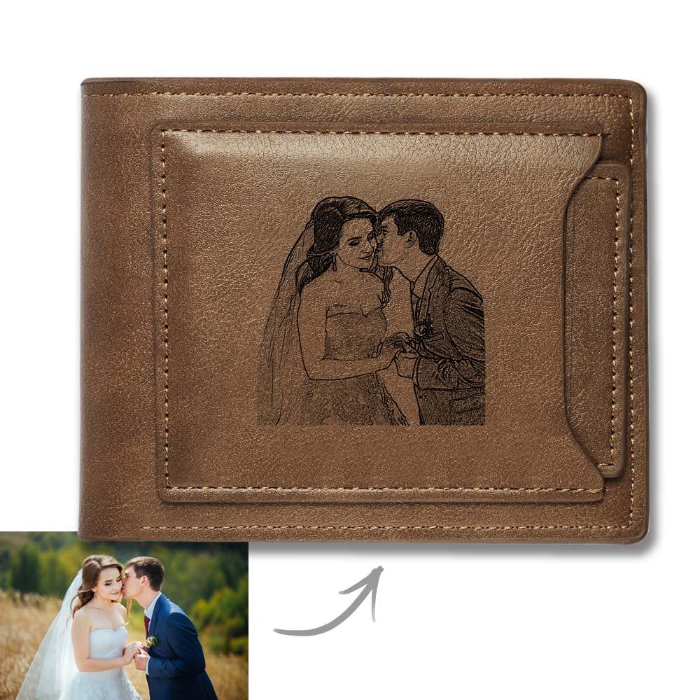 Personalised Custom Picture Wallets for Men Engraved Leather Photo Wallet for Father Boyfriend - soufeeluk