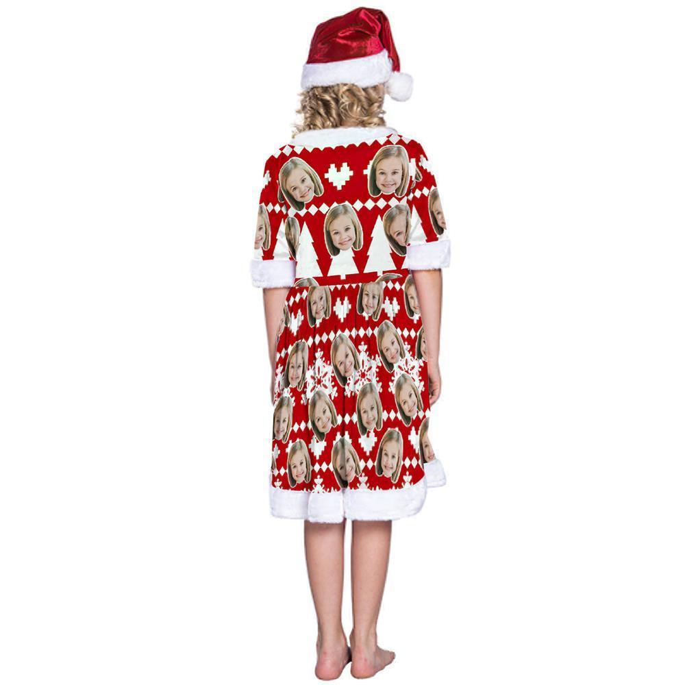 Custom Face Christmas Dress Personalised Photo Dress for Girls  - Snowflakes