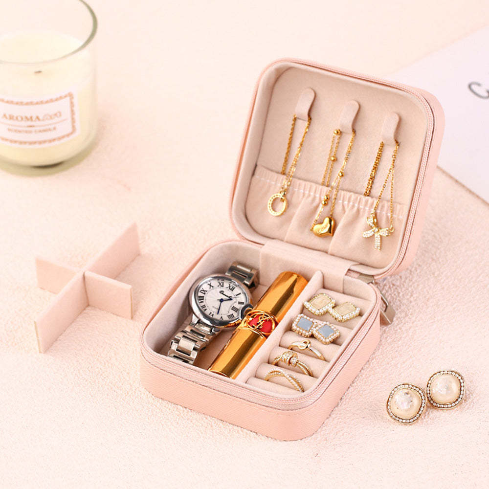 Personalised Birth Flower Jewellery Box Custom Leather Jewellery Organizer Storage Gift for Her - soufeeluk