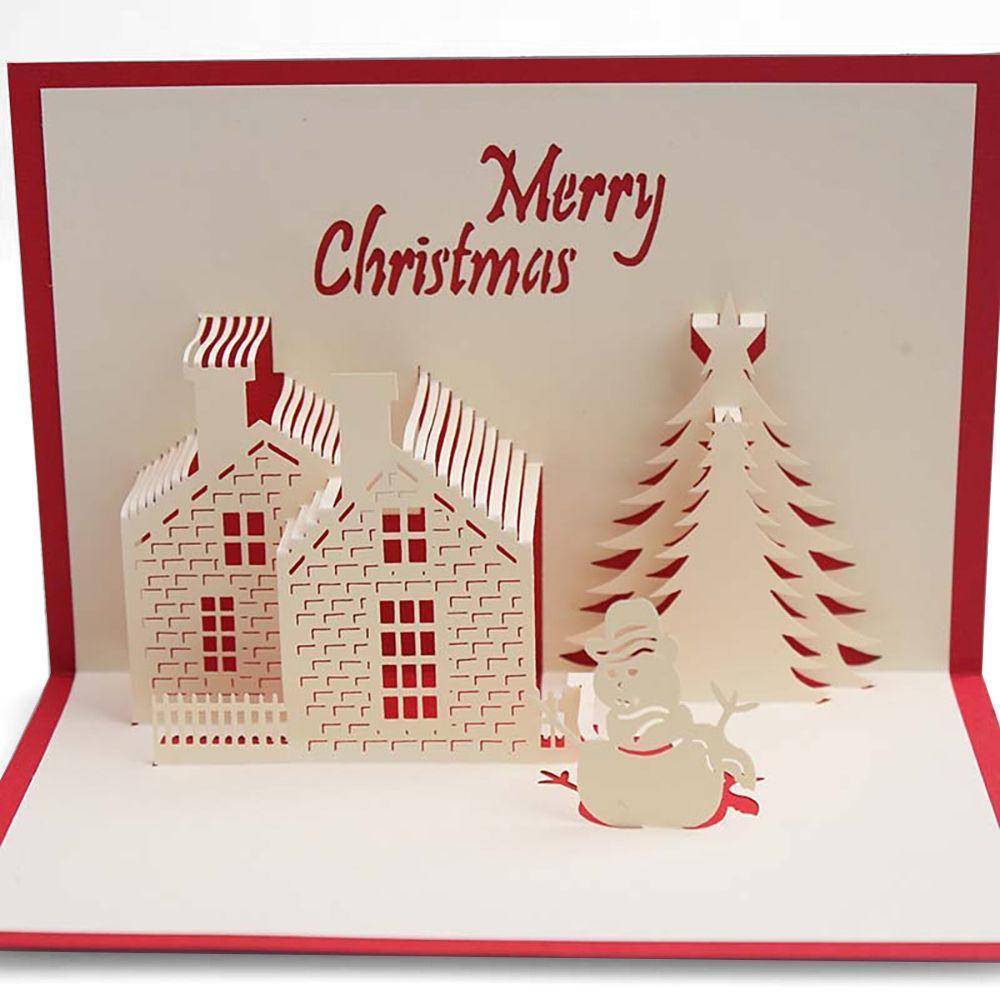 Greeting Card Merry Christmas 3D Snowman