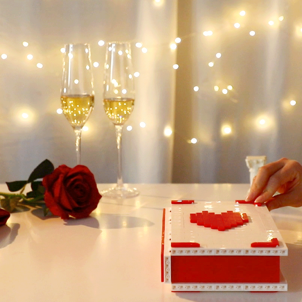 DIY Jewellery Gifts Box for Rings I Love You Compatible with Building Blocks Cartoon to Assemble (Not Included Ring)