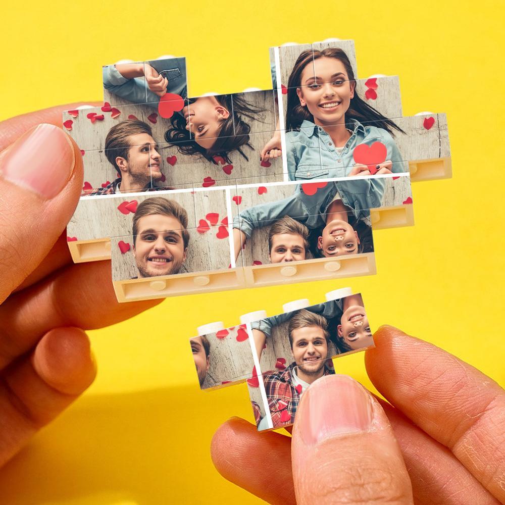 Gifts For Lover Custom Multiphoto Building Brick Personalised Photo Block Heart Shaped - soufeeluk