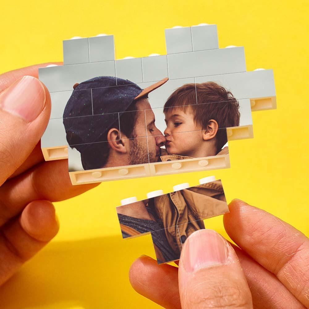 Custom Spotify Code Building Brick Personalized Photo and Text Block Heart Shape for Father's Day Gifts - soufeeluk
