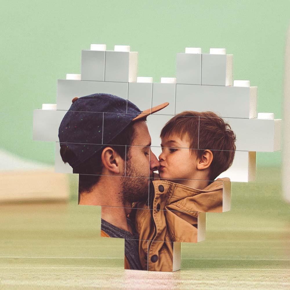 Custom Spotify Code Building Brick Personalized Photo and Text Block Heart Shape for Father's Day Gifts - soufeeluk