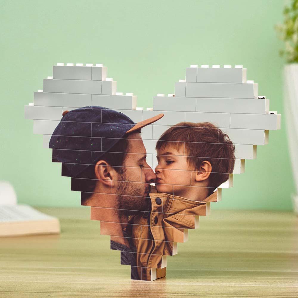 Custom Spotify Code Building Brick Personalized Photo and Text Block Heart Shape for Father's Day Gifts - soufeeluk