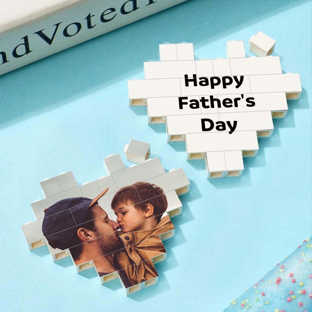 Custom Spotify Code Building Brick Personalized Photo and Text Block Heart Shape for Father's Day Gifts - soufeeluk
