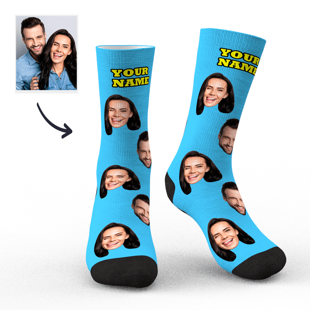 Custom Socks Face Socks Photo Socks with Your Text 3D Preview Colorful Socks Gifts