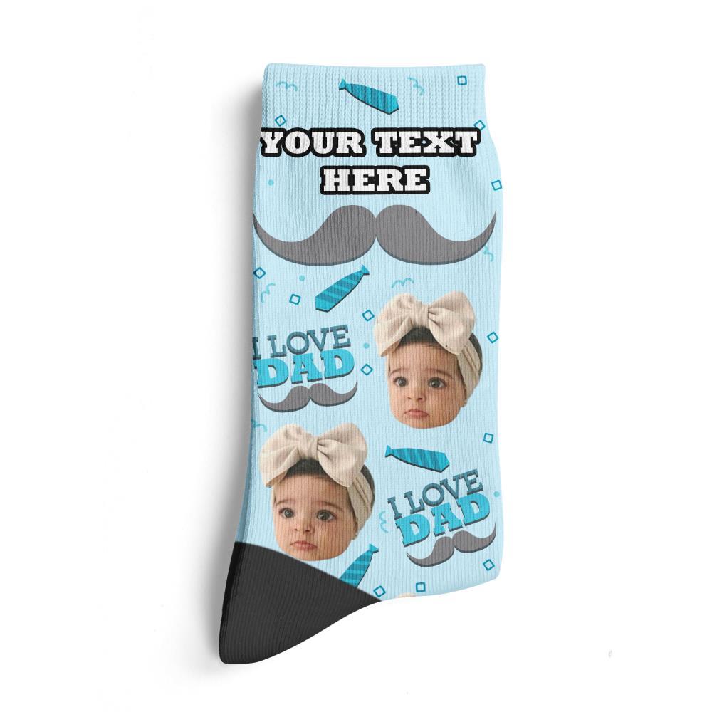 Father's Day Gifts, Custom Super Socks For Dad, Custom Face Socks 3D Preview Add Pictures And Name - soufeeluk