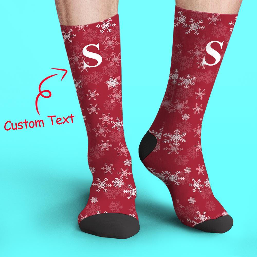 Custom Letter Socks Snowflake Socks Christmas Gift