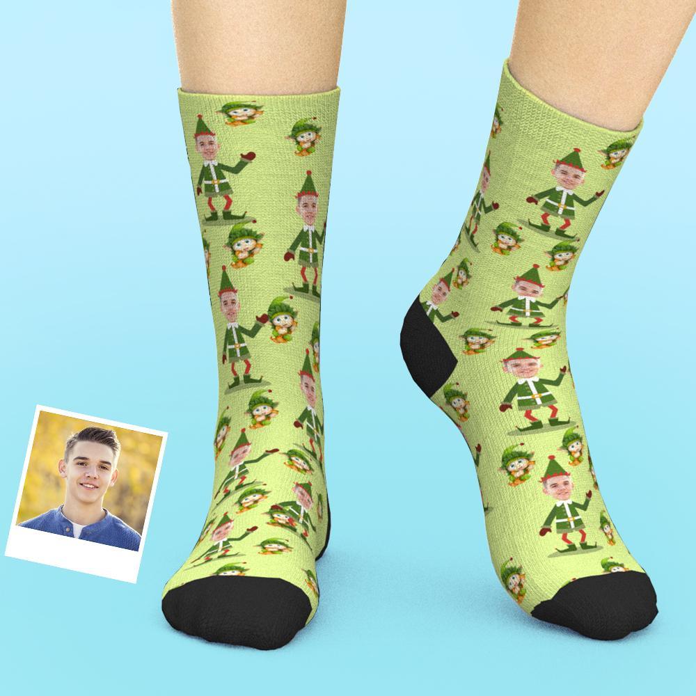 Custom Face Socks Personalised Santa Elf Socks Funny Christmas Gift