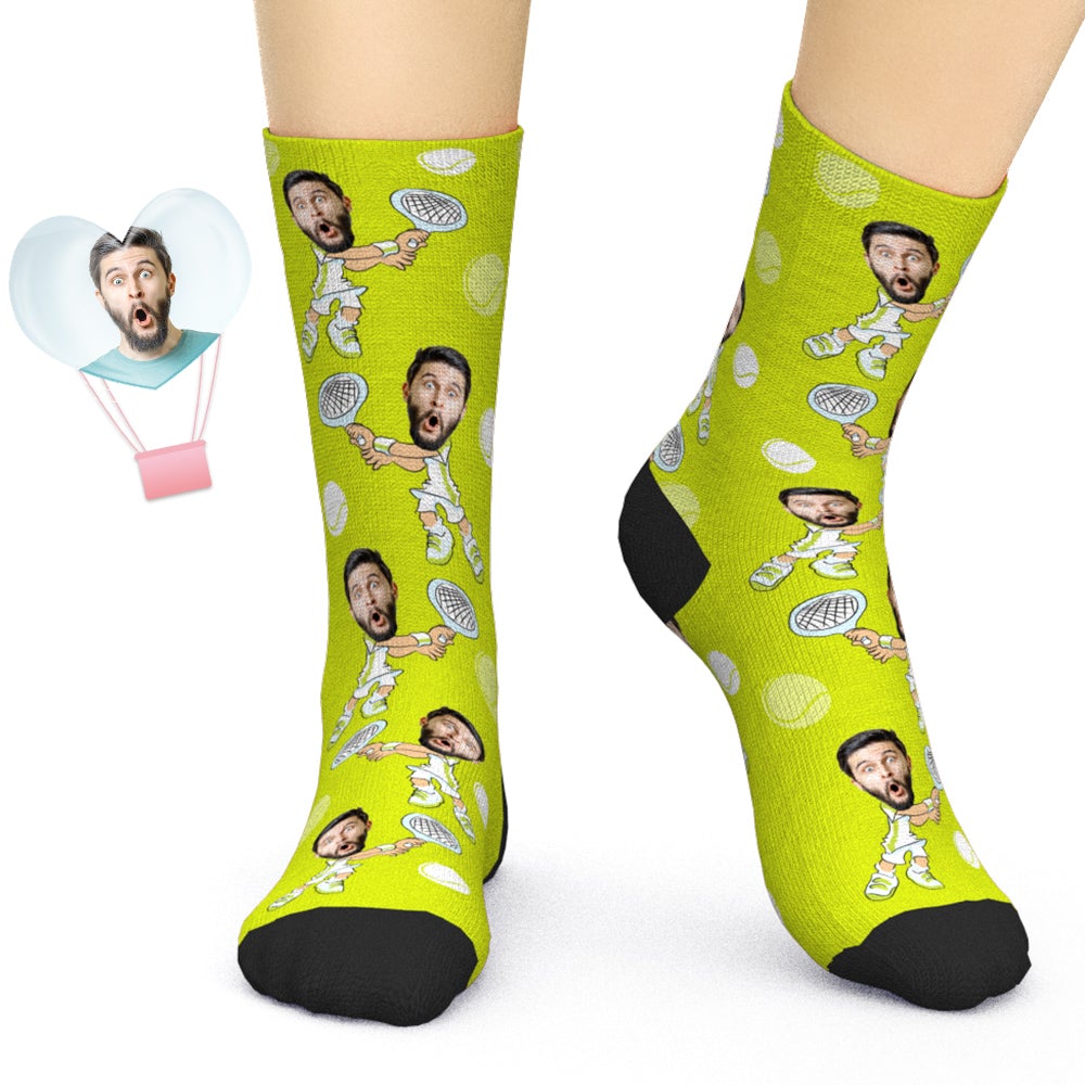 Custom Tennis Face Socks Personalised Sports Socks for Tennis Lovers - soufeeluk