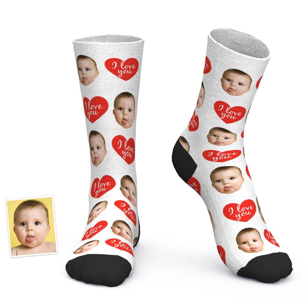 Custom Face Socks Funny Socks I Love You Socks Gifts for Love - soufeeluk