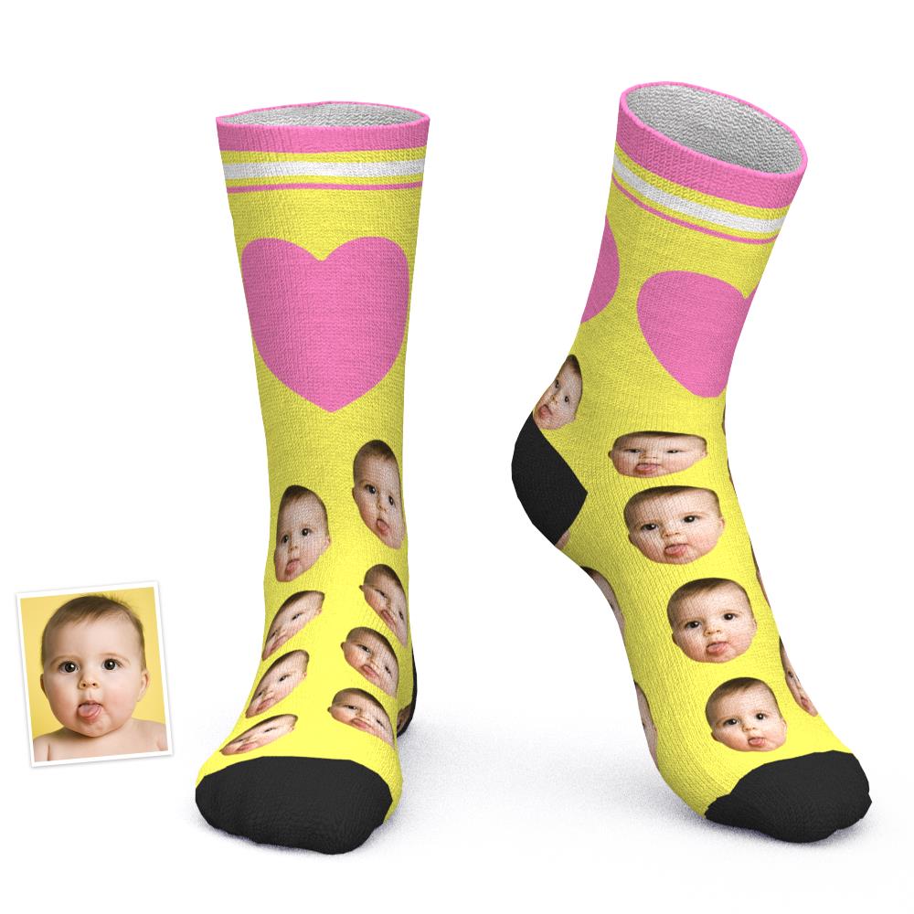 Custom Face Socks Funny Socks Printed Socks with Heart Gifts for Love - soufeeluk