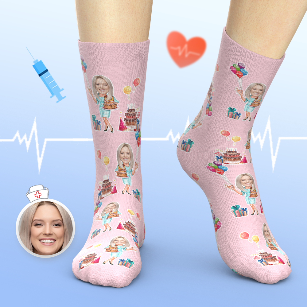 Custom Face Socks Personalised Doctor Birthday Socks Best Birthday Gift for Doctor - soufeeluk