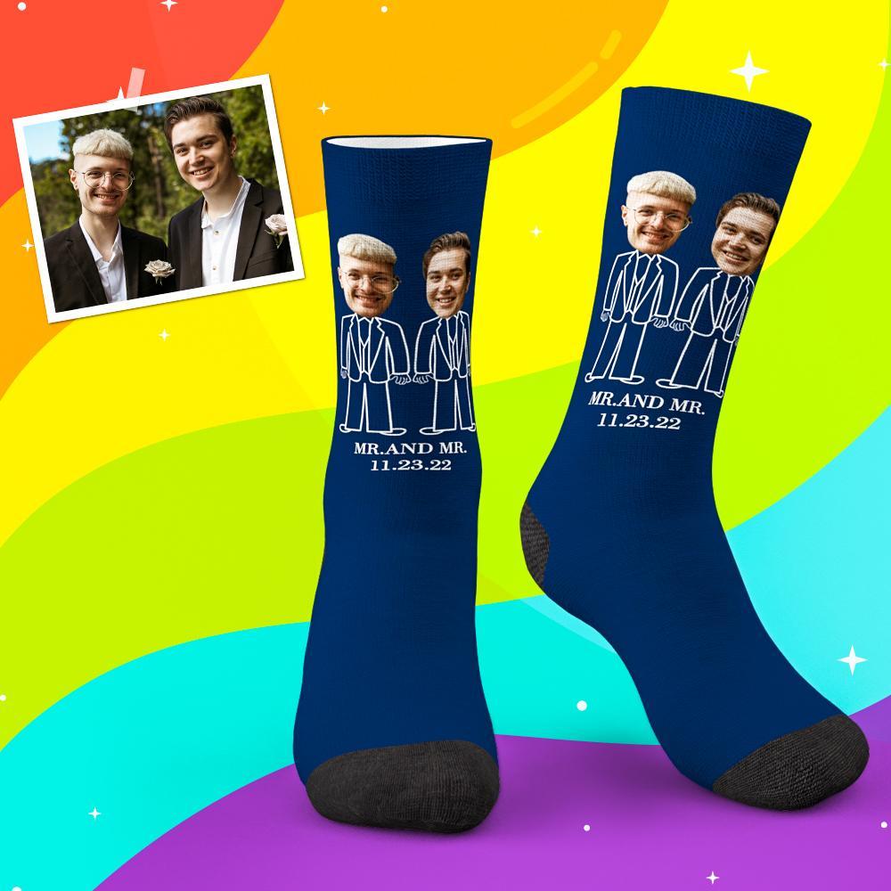 Personalised Groom Socks with Your Photos, Fun Socks For Gay Couple - soufeeluk