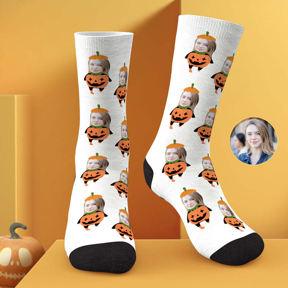 Custom Photo Face Socks Funny Halloween Gifts - soufeeluk