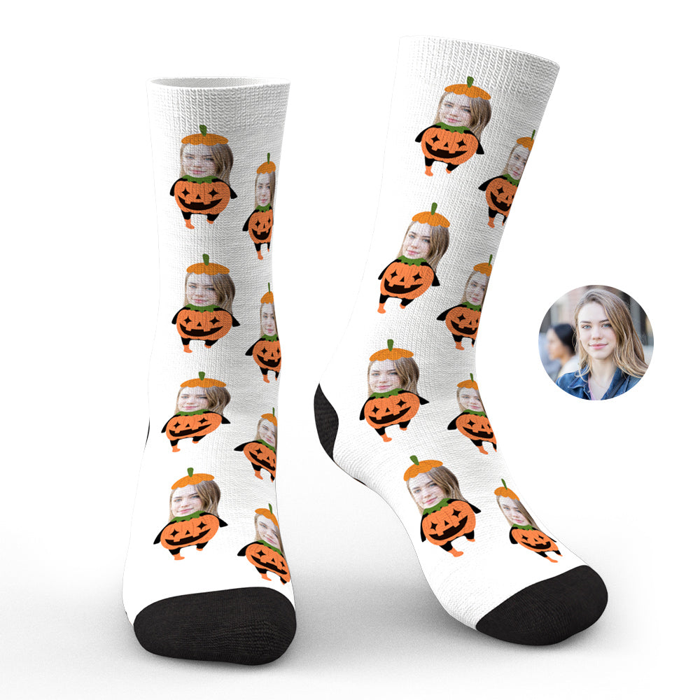 Custom Photo Face Socks Funny Halloween Gifts - soufeeluk
