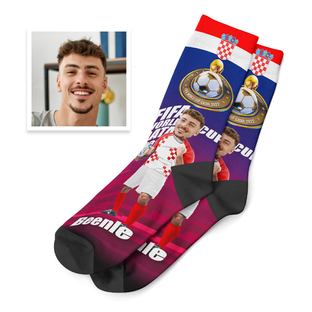 Custom 3D Digital Printed Socks with Your Text Personalised World Cup 2022 Socks - Croatia - soufeeluk
