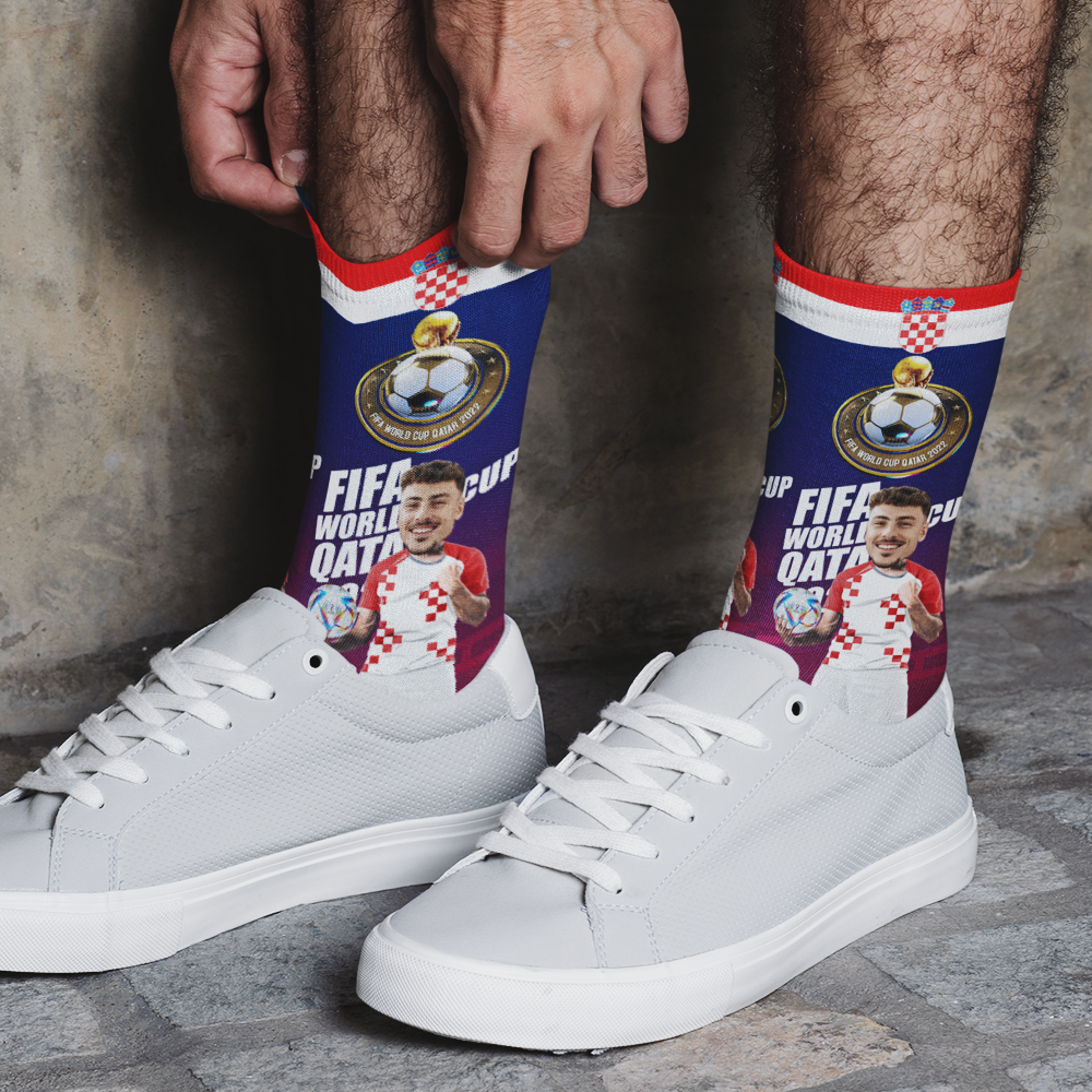 Custom 3D Digital Printed Socks with Your Text Personalised World Cup 2022 Socks - Croatia - soufeeluk