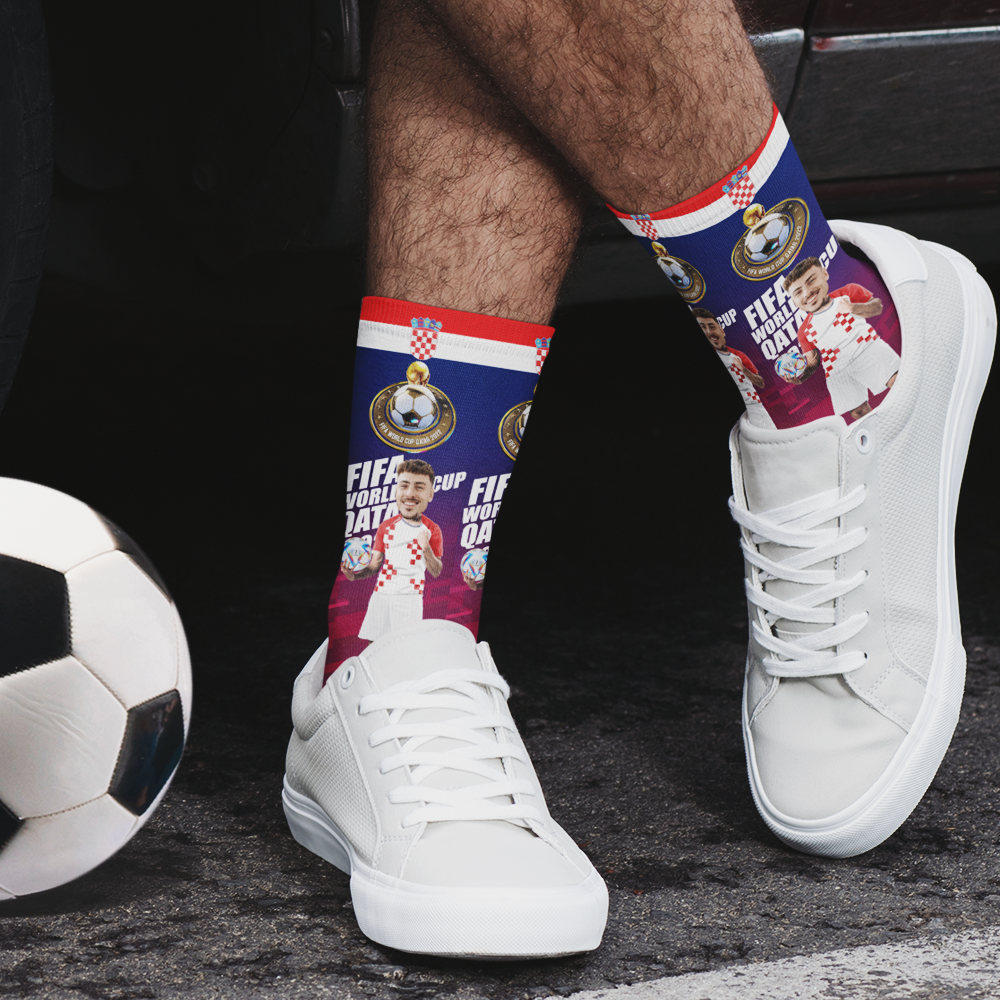 Custom 3D Digital Printed Socks with Your Text Personalised World Cup 2022 Socks - Croatia - soufeeluk