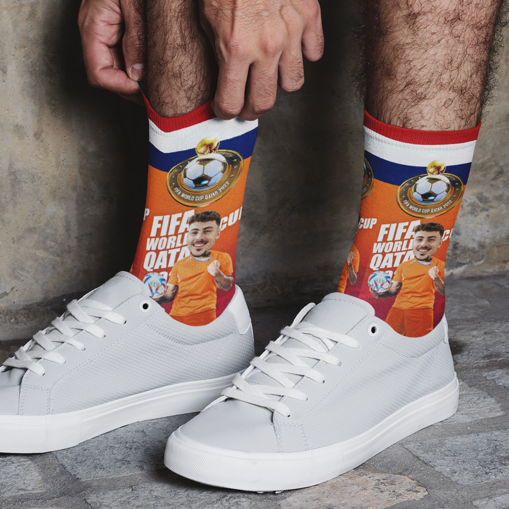 Custom Face World Cup 2022 Socks Add Photo and Text Socks - Netherlands - soufeeluk