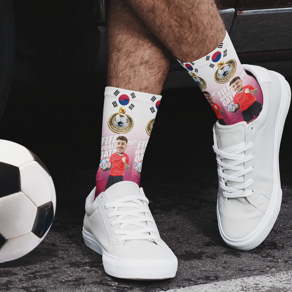 Custom Photo Names Socks Personalised World Cup 2022 Socks for Him - Korea - soufeeluk