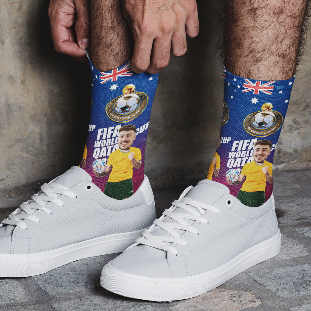 Custom Face Socks Add Pictures and Text Socks World Cup 2022 Socks Gifts for Him - Australia - soufeeluk