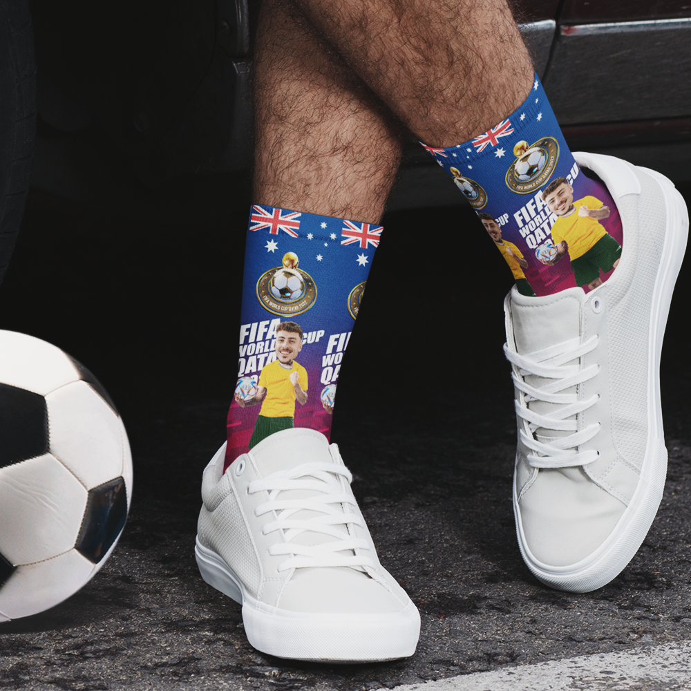 Custom Face Socks Add Pictures and Text Socks World Cup 2022 Socks Gifts for Him - Australia - soufeeluk