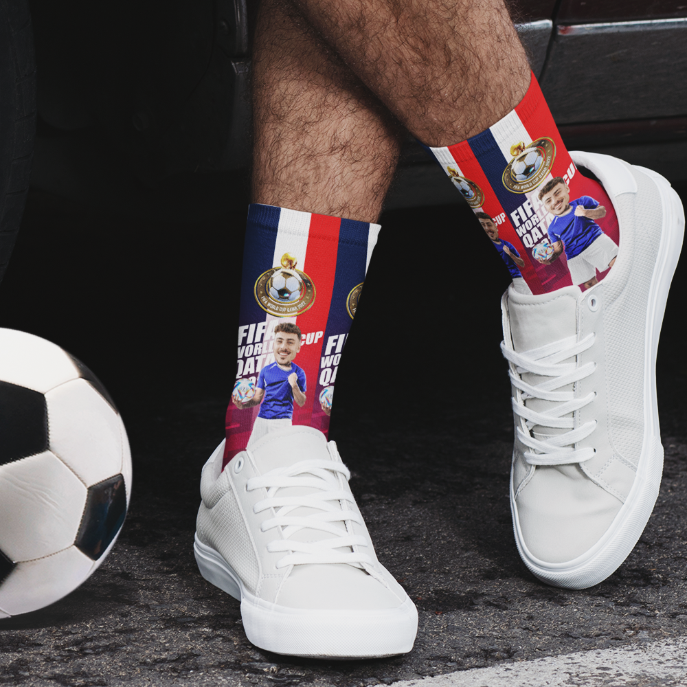 Custom Photo Names Socks Personalised World Cup 2022 Socks for Him - France - soufeeluk