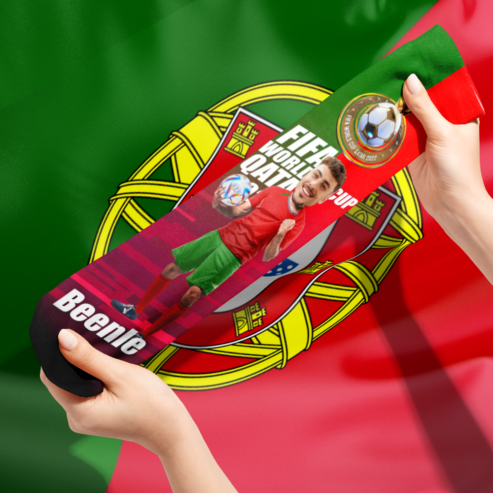 Custom Face Socks Add Pictures and Text Socks World Cup 2022 Socks Gifts for Him - Portugal - soufeeluk