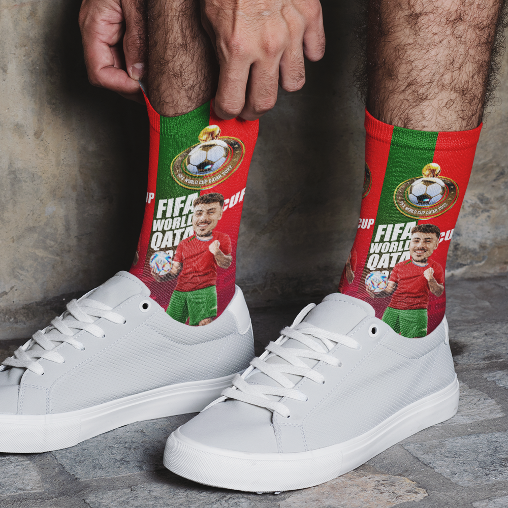 Custom Face Socks Add Pictures and Text Socks World Cup 2022 Socks Gifts for Him - Portugal - soufeeluk