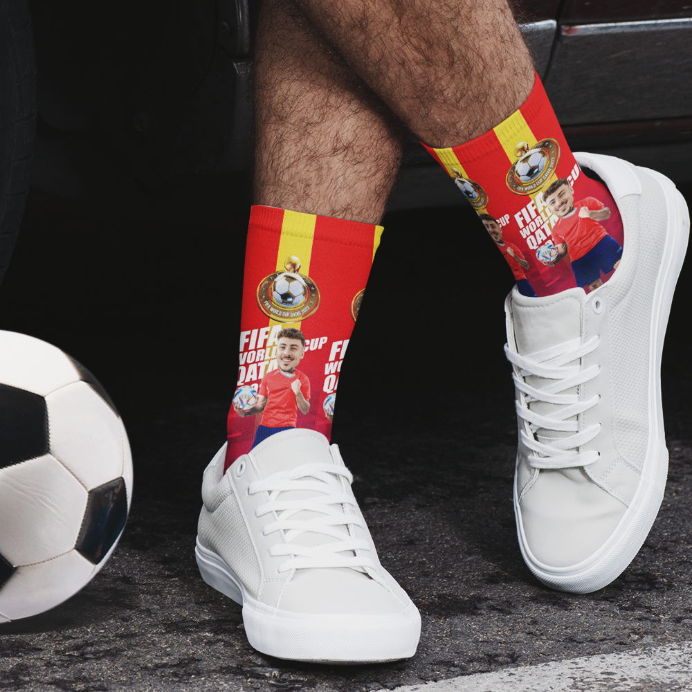 Custom Photo Names Socks Personalised World Cup 2022 Socks for Him - Spain - soufeeluk