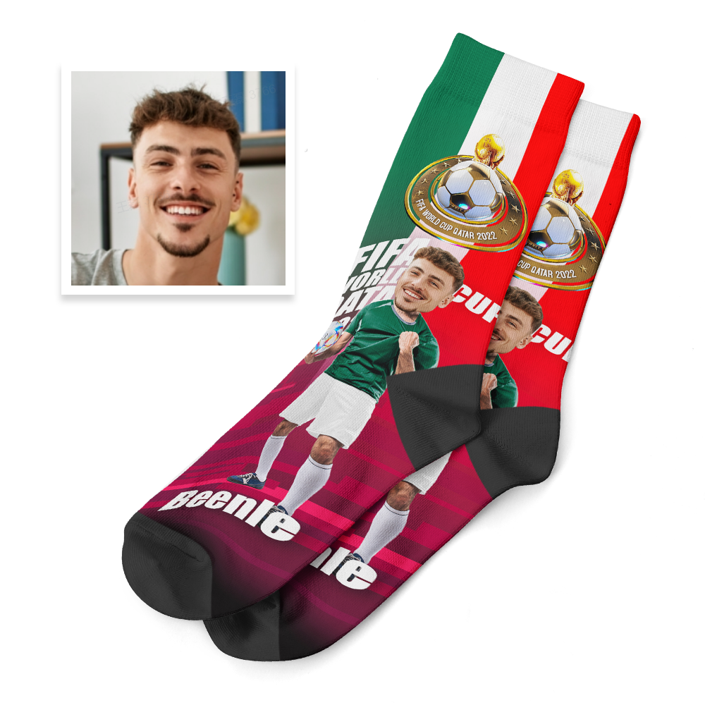 Custom 3D Digital Printed Socks with Your Text Personalised World Cup 2022 Socks - Mexico - soufeeluk