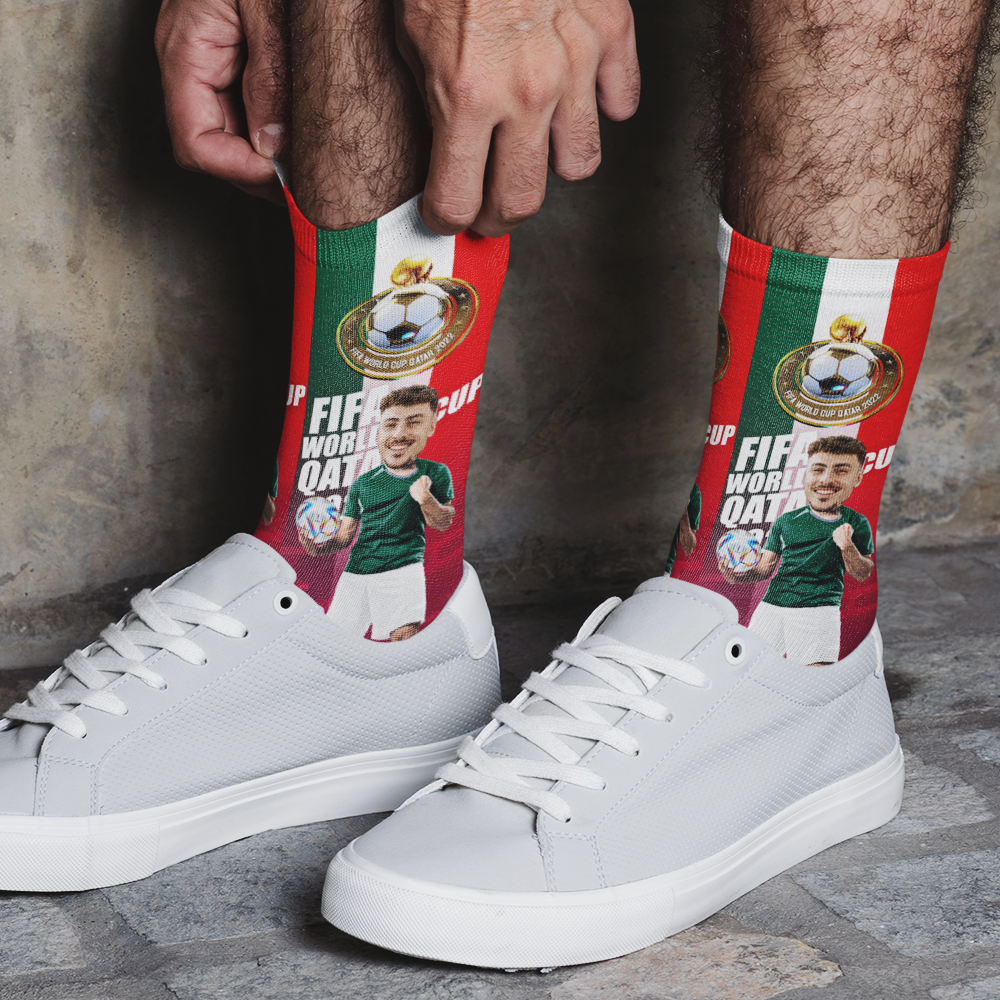 Custom 3D Digital Printed Socks with Your Text Personalised World Cup 2022 Socks - Mexico - soufeeluk