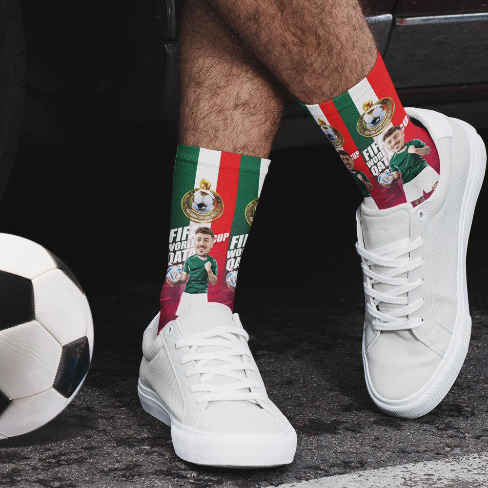 Custom 3D Digital Printed Socks with Your Text Personalised World Cup 2022 Socks - Mexico - soufeeluk